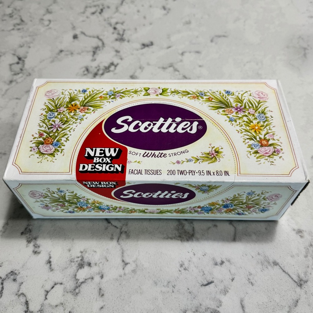 Vtg 1981 Scotties Facial Tissues Floral Box‎ 200 2-Ply Unscented USA Movie Prop